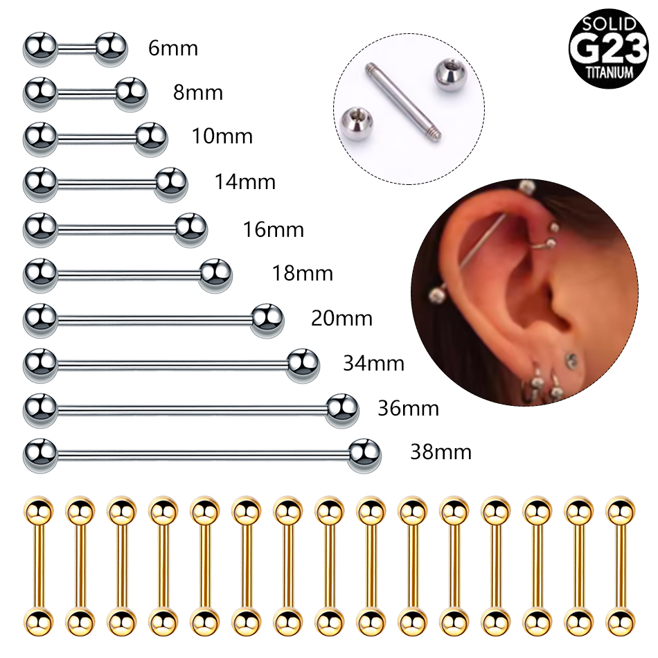 Body Jewelry Industrial - 1/5PCS Titanium External Thread Tongue Helix