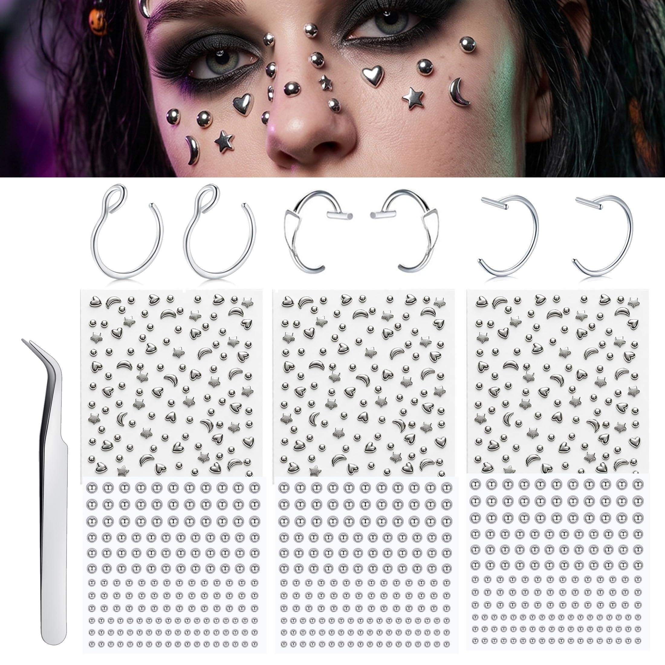 Body Jewelry Hoops - Fake Piercings Balls Stick on Nose
