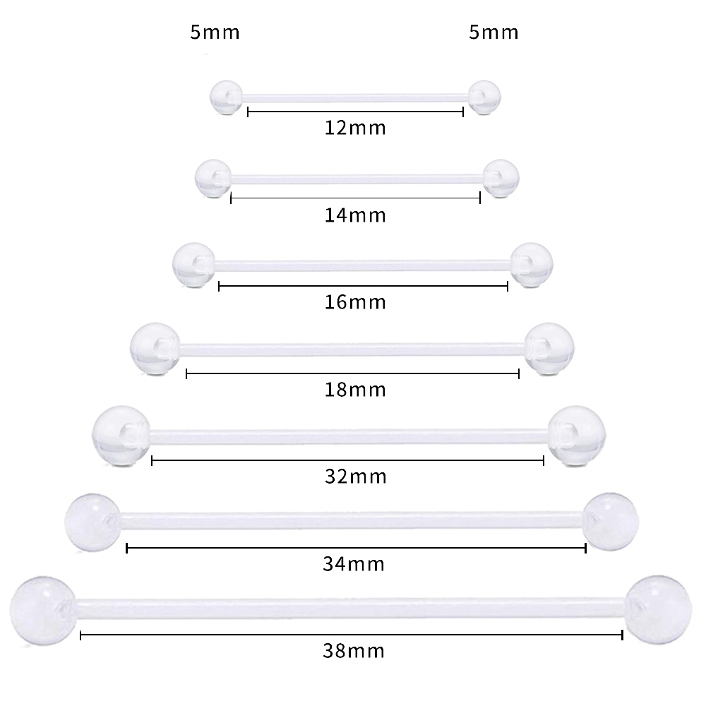 Body Jewelry Industrial - 5Pcs Set Body Piercing Jewelry Transparent