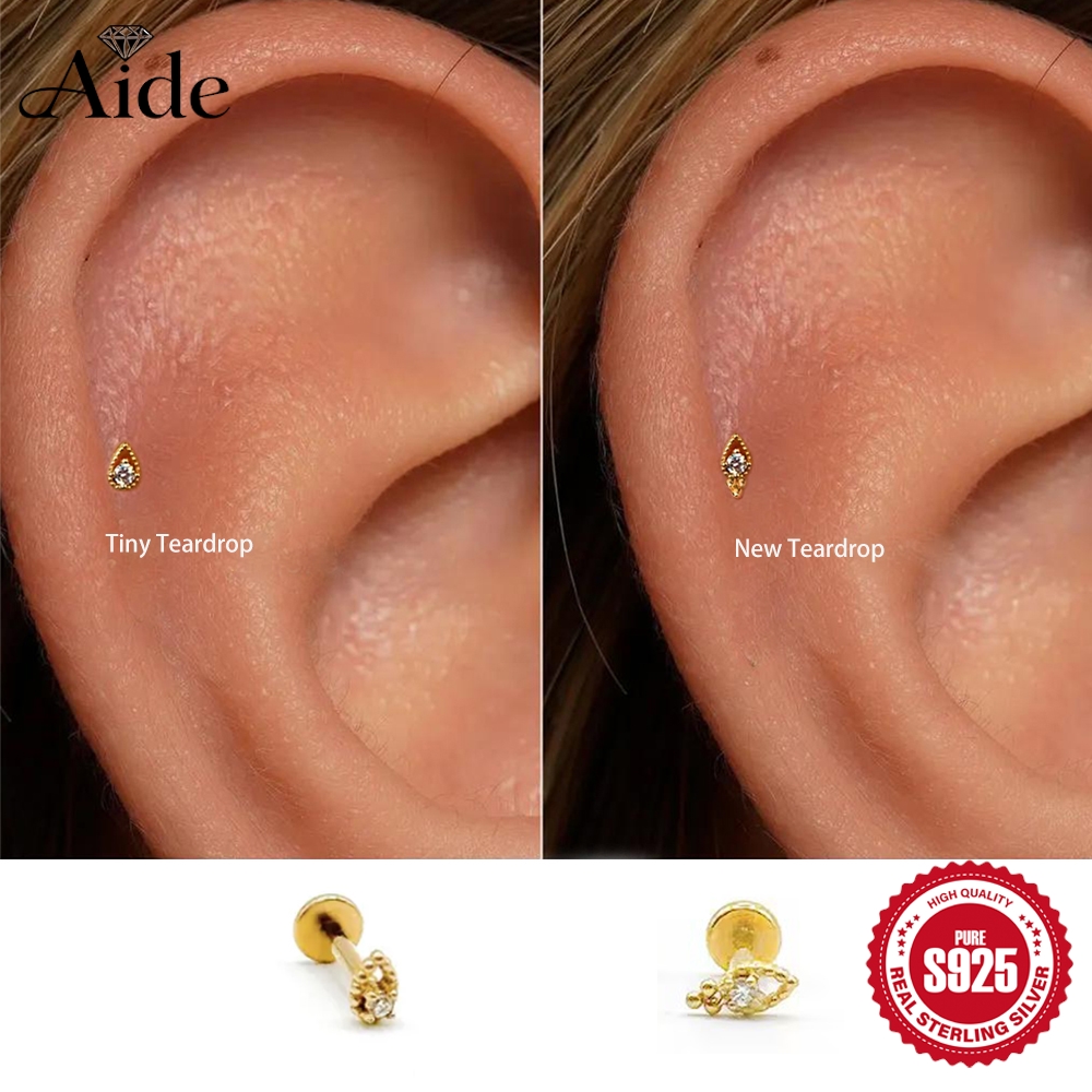 Tragus Flat Back - AIDE1 Pc 925 Sterling Silver Tiny