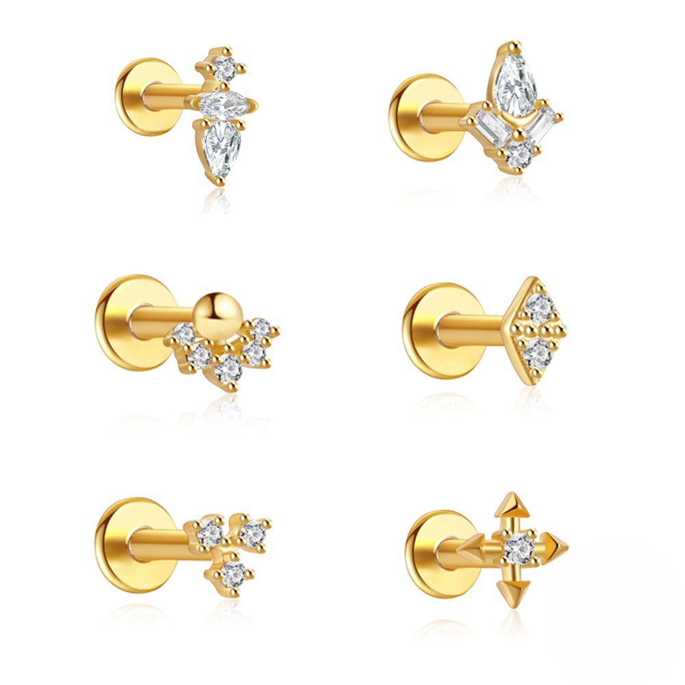 Tragus Flat Back - 1PC Stainless Steel Crystal CZ Butterfly