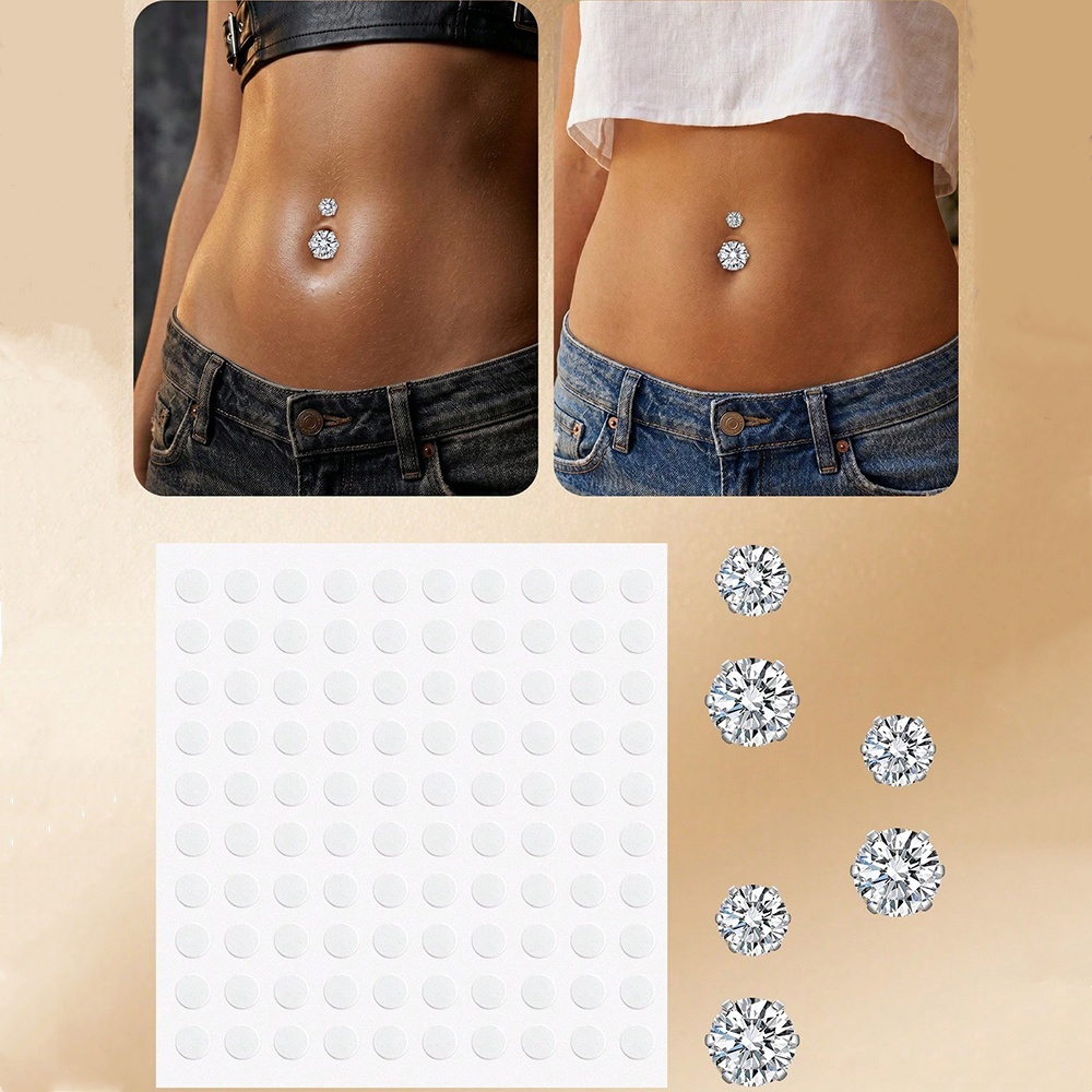 Body Jewelry Hoops - Fake Belly Piercing Cubic Zirconia Fake