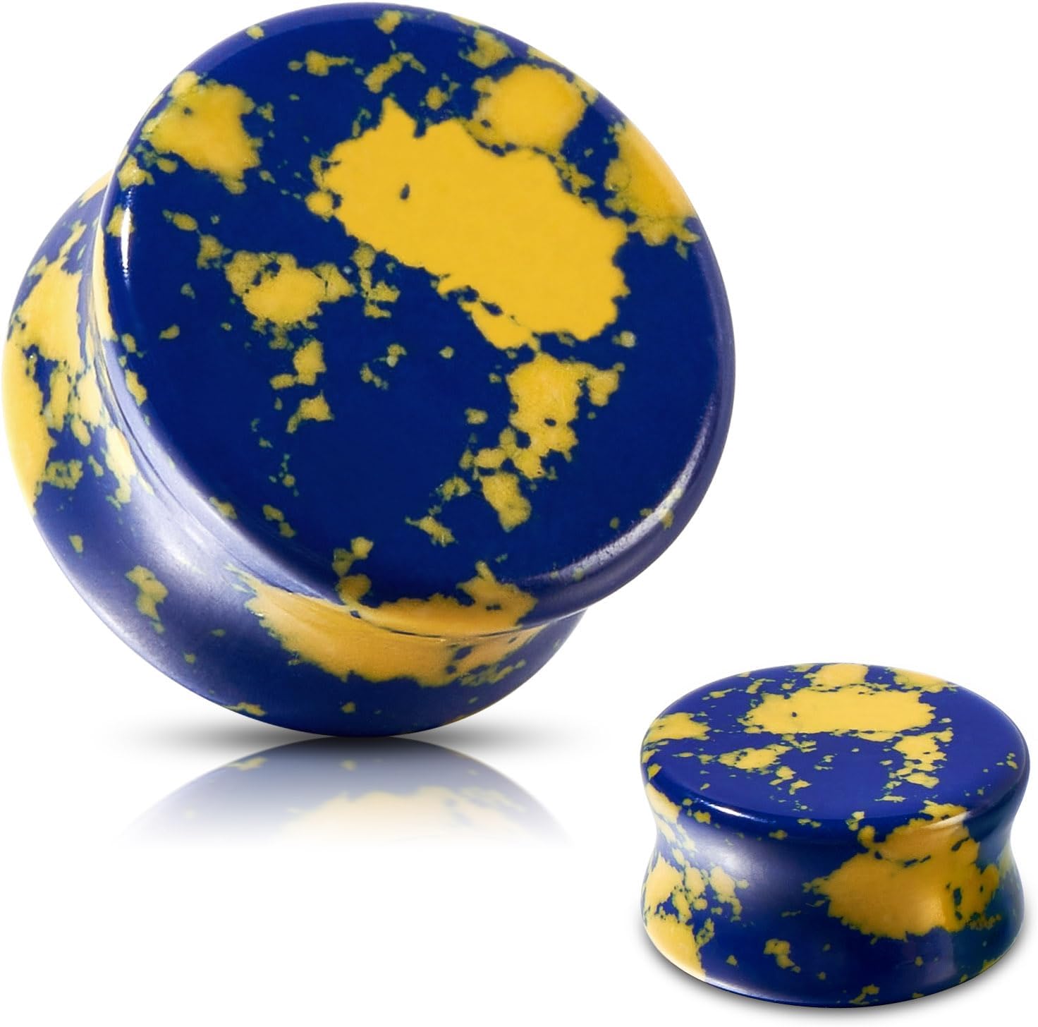 Yellow Body Jewelry - Stone Ear Gauges Plugs Saddle Yellow