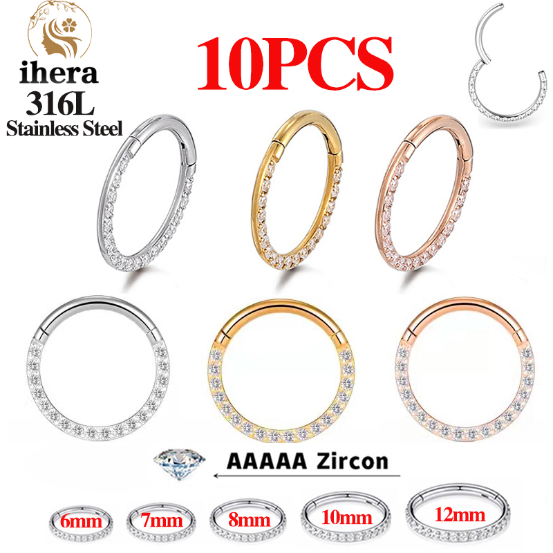 Body Jewelry Hoops - 1/10PCS Stainless Steel Nose Rings Septum