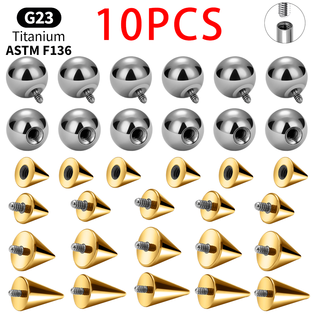 Body Jewelry Industrial - Titanium Ball Cone Replacement 10pcs Lot