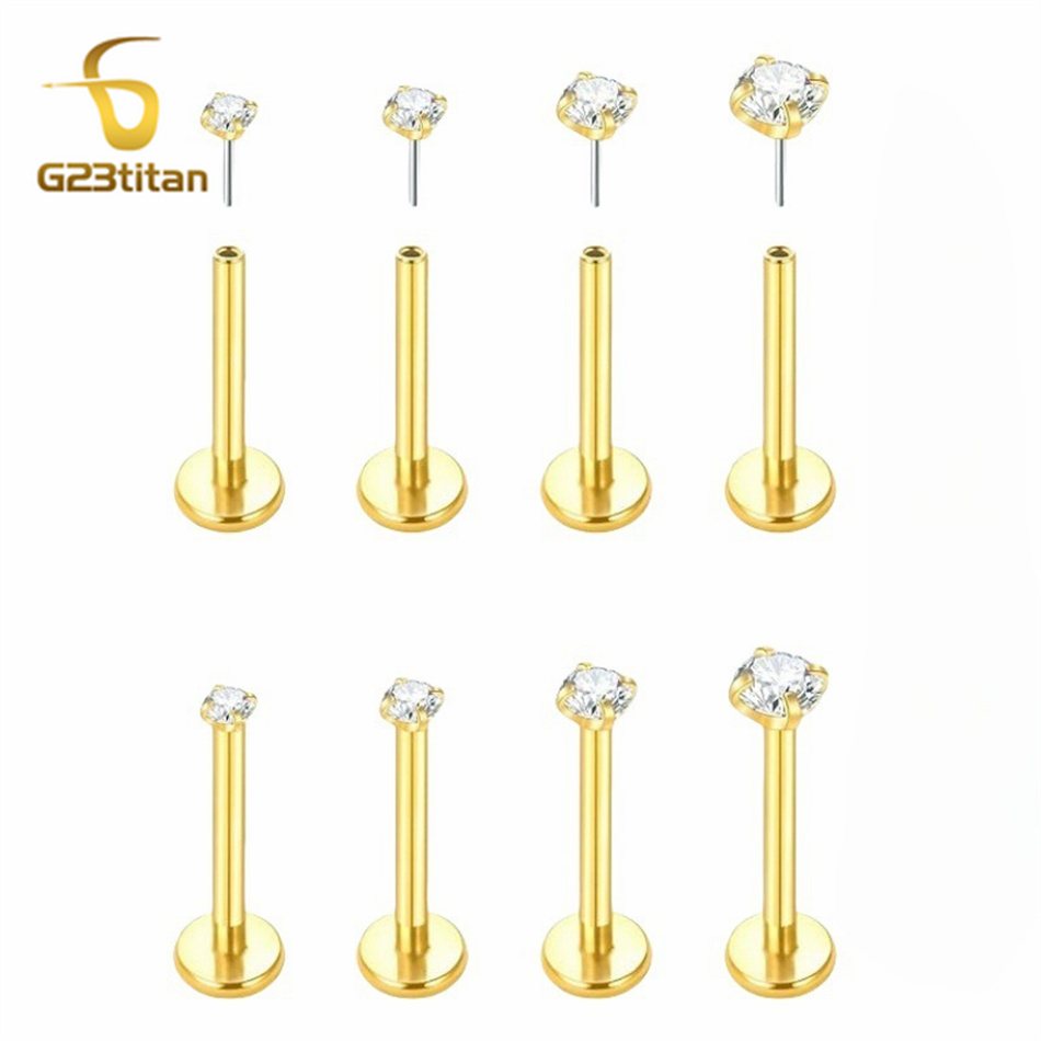 Tragus Flat Back - 2pc G23 Titanium Push In Earrings