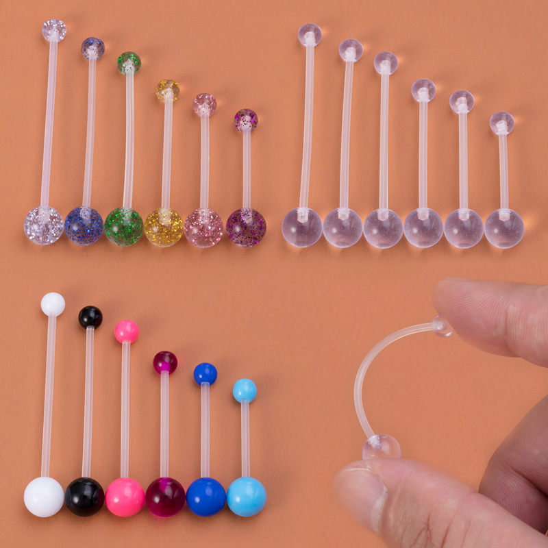Body Jewelry Industrial - 6pcs Flexible Navel Piercing Acrylic Belly