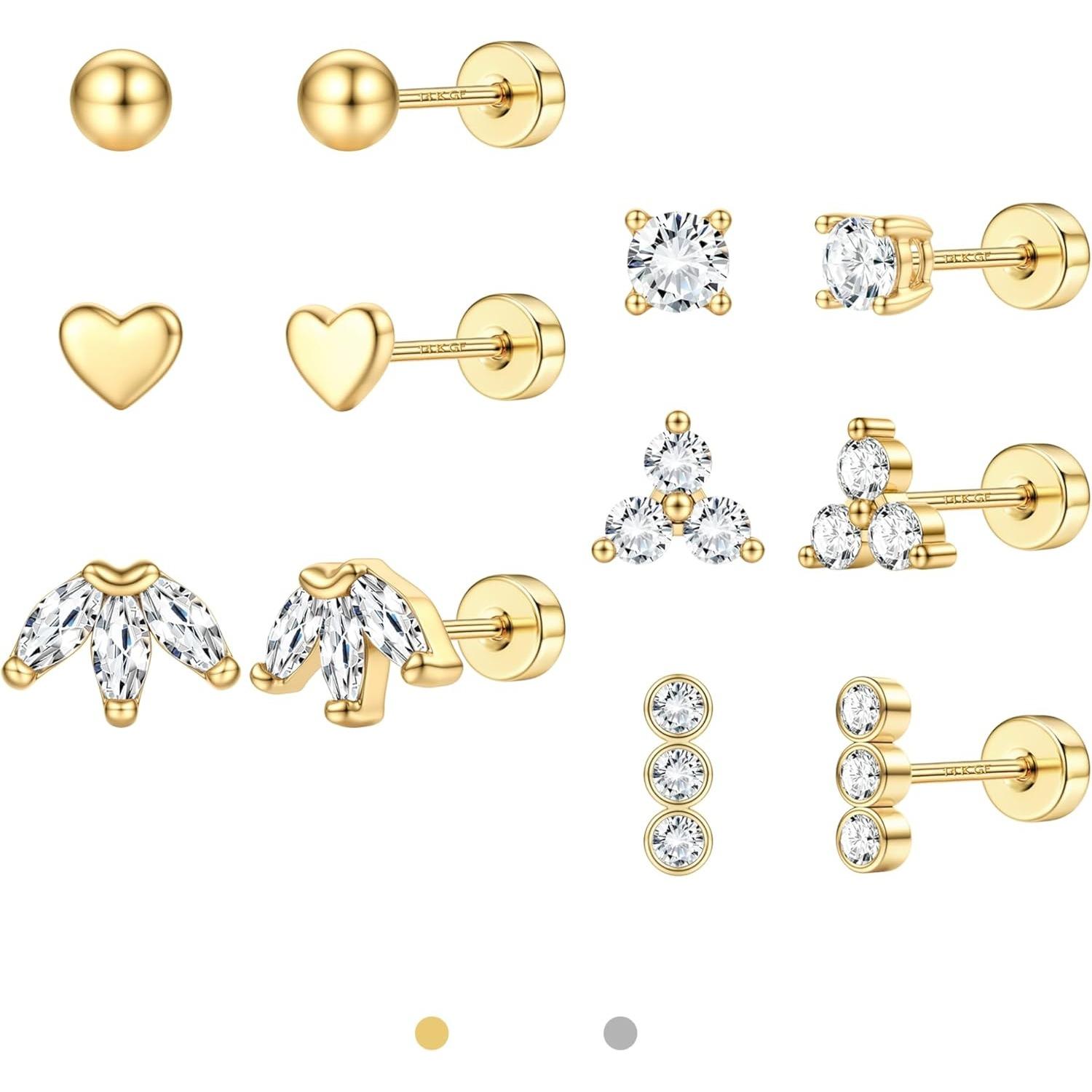 Tragus Flat Back - FASACCO Studs Earrings Set 14K Gold