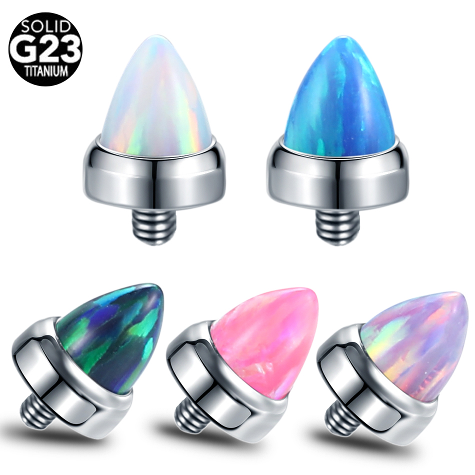 Body Jewelry Industrial - 1PC Titanium Claw Set Opal Bullet