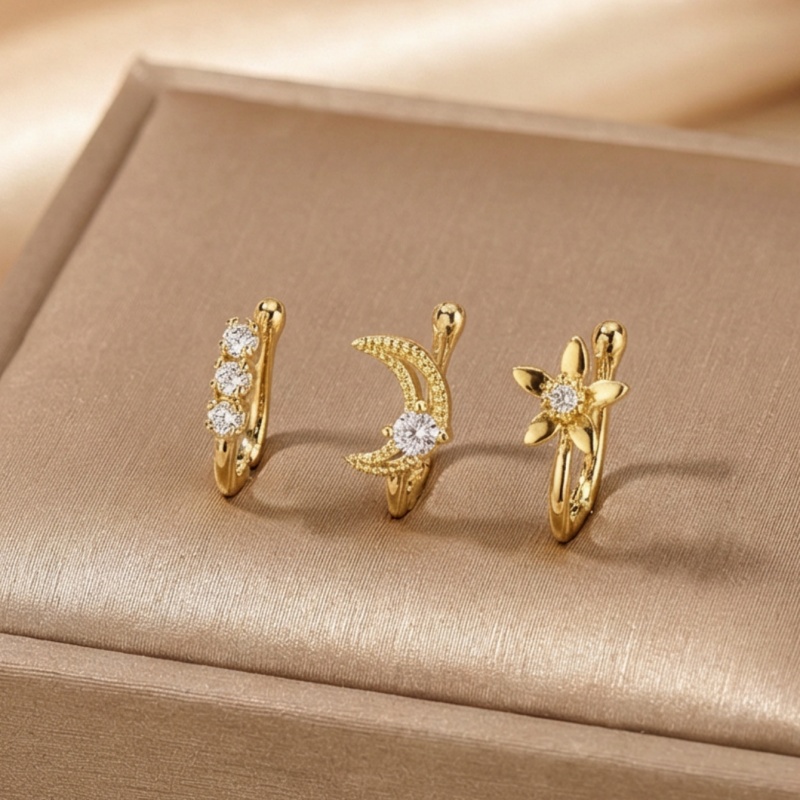 Body Jewelry Hoops - 3-piece retro light luxury nose clip