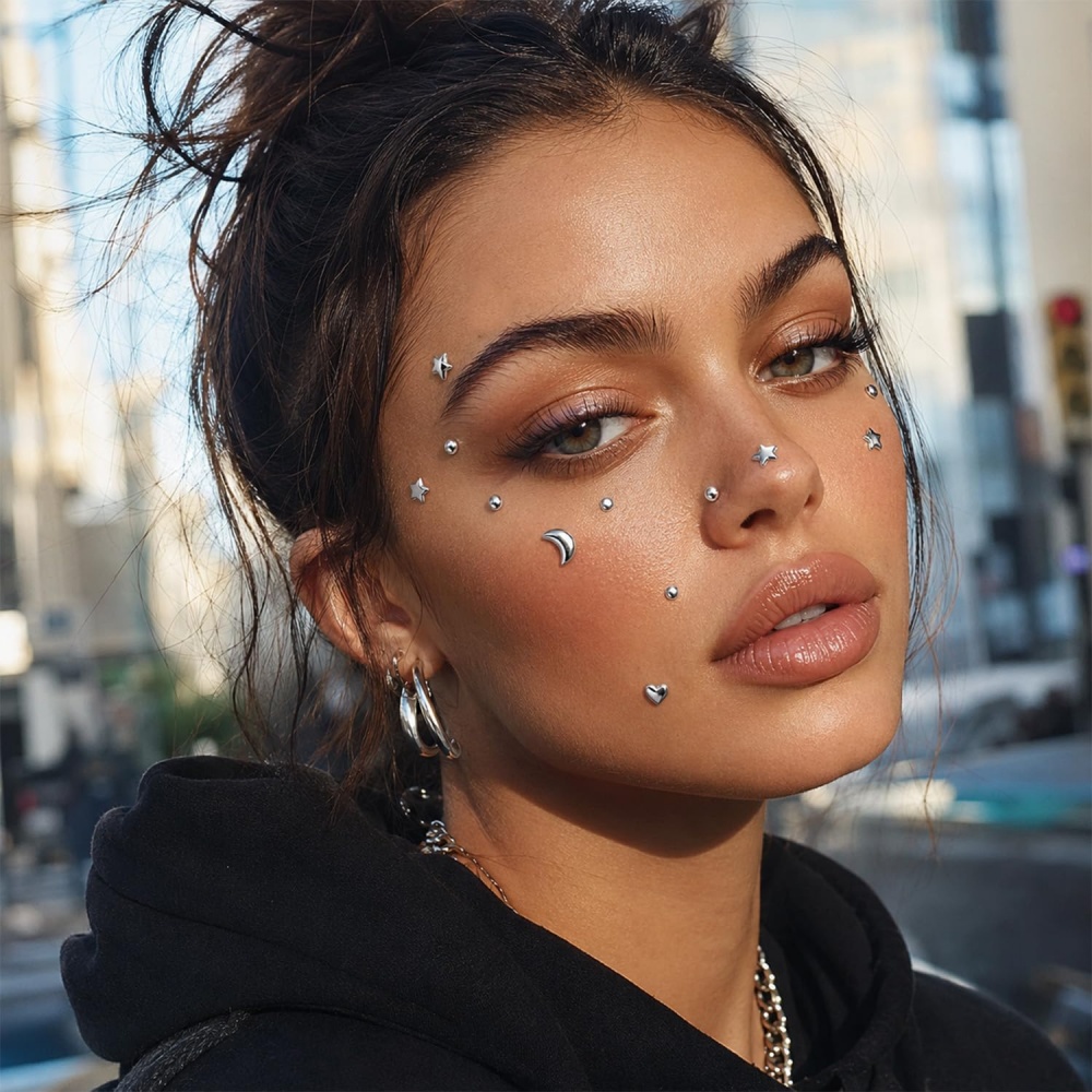 Fake Piercings Balls Stick on  - Body Jewelry Hoops 评论和价格