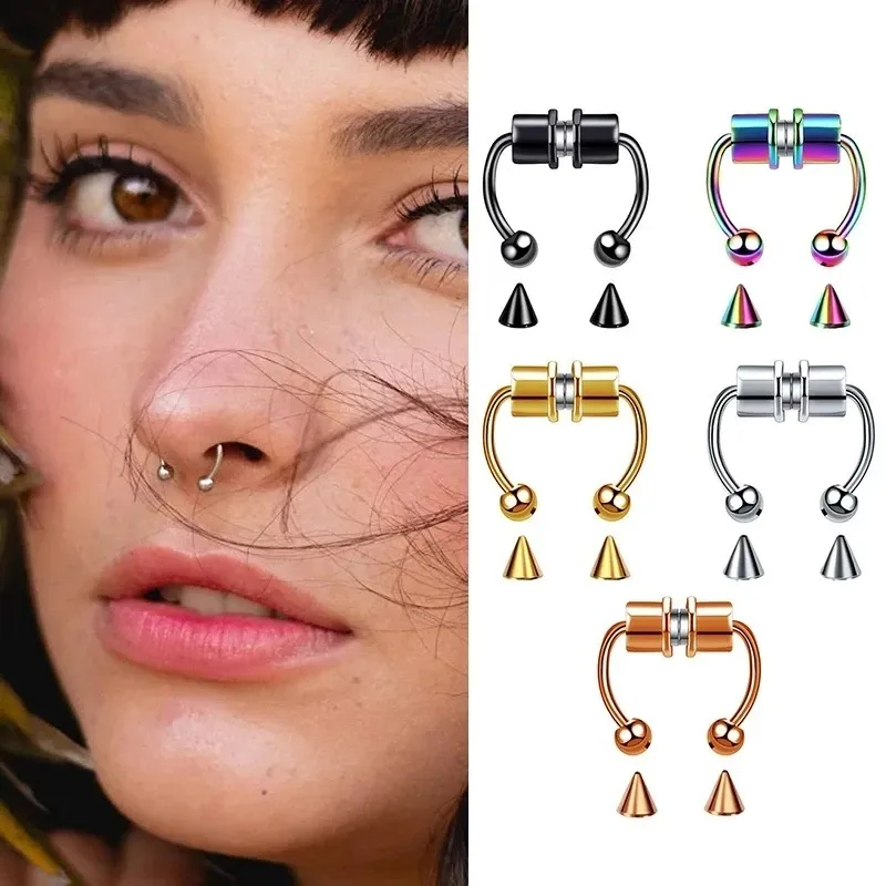 1/2/3Pcs Fake Magnetic Nose Ri - Body Jewelry Hoops 评论和价格