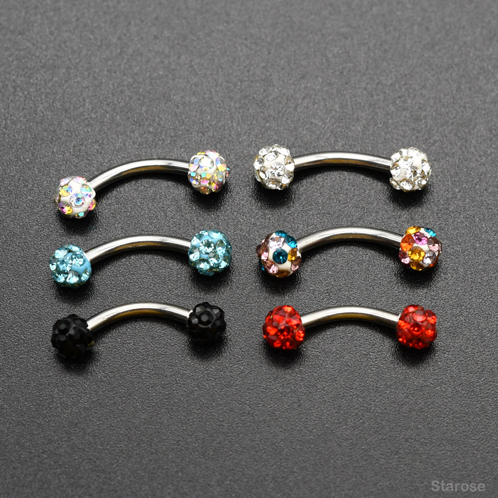 2Pcs 4mm Crystal Ball Curved B - Nipple Bar Curved 评论和价格