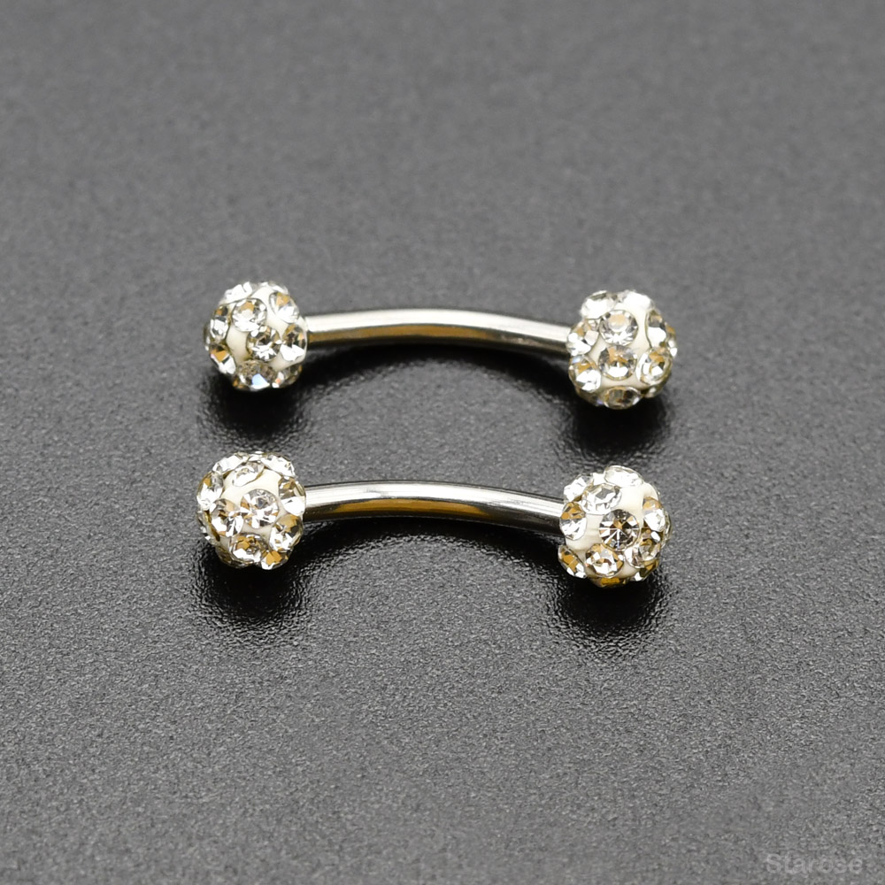 2Pcs 4mm Crystal Ball Curved B - Nipple Bar Curved 评论和价格