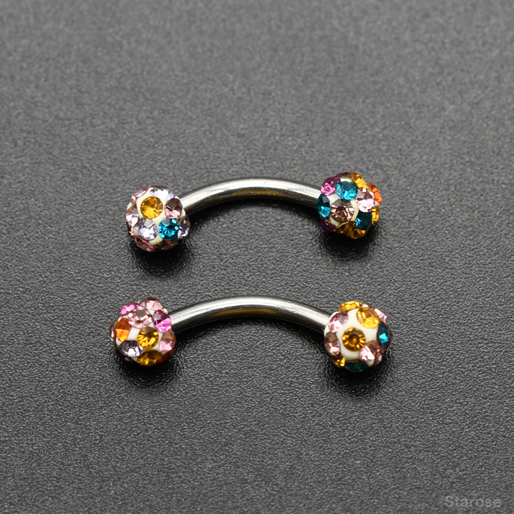 2Pcs 4mm Crystal Ball Curved B - Nipple Bar Curved 评论和价格