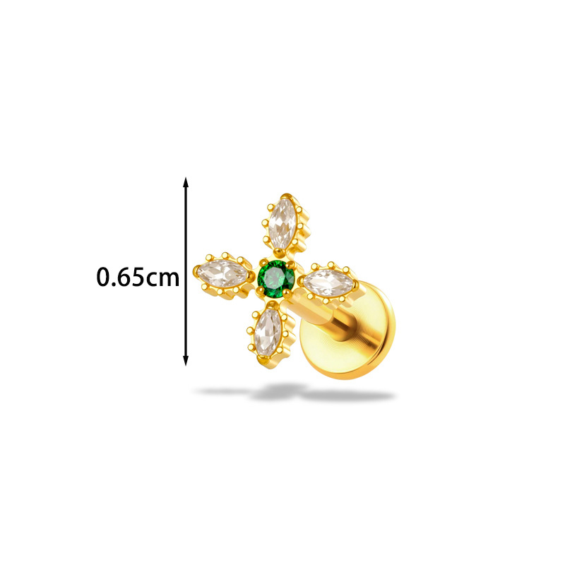 1PC G23 Titanium16G Flower CZ  - Body Jewelry Implant Grade Titanium 评论和价格