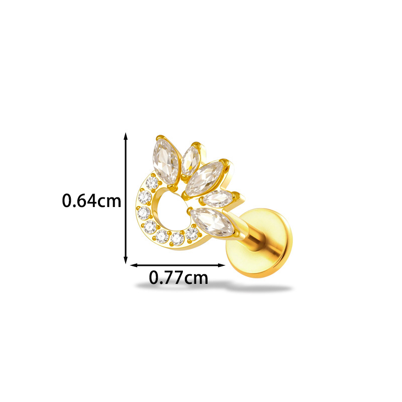 1PC G23 Titanium16G Flower CZ  - Body Jewelry Implant Grade Titanium 评论和价格