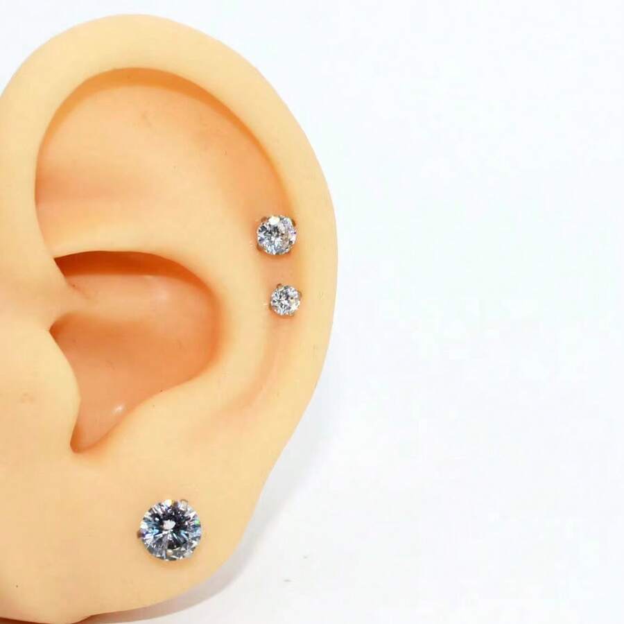 6 Flat Back Earring Studs - Fe - Tragus Flat Back 评论和价格