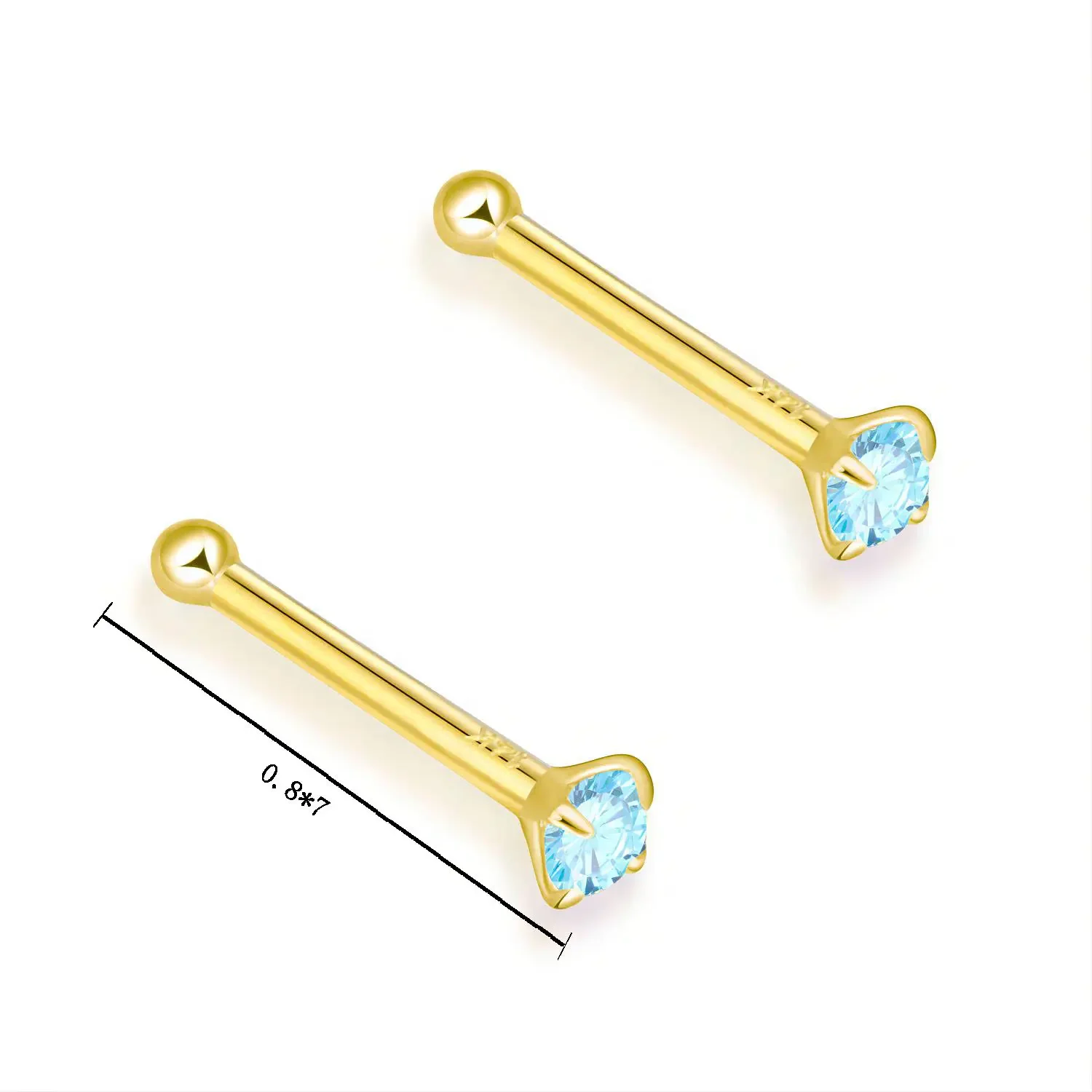 14K Gold Nose Piercing Jewelry - Yellow Body Jewelry 评论和价格