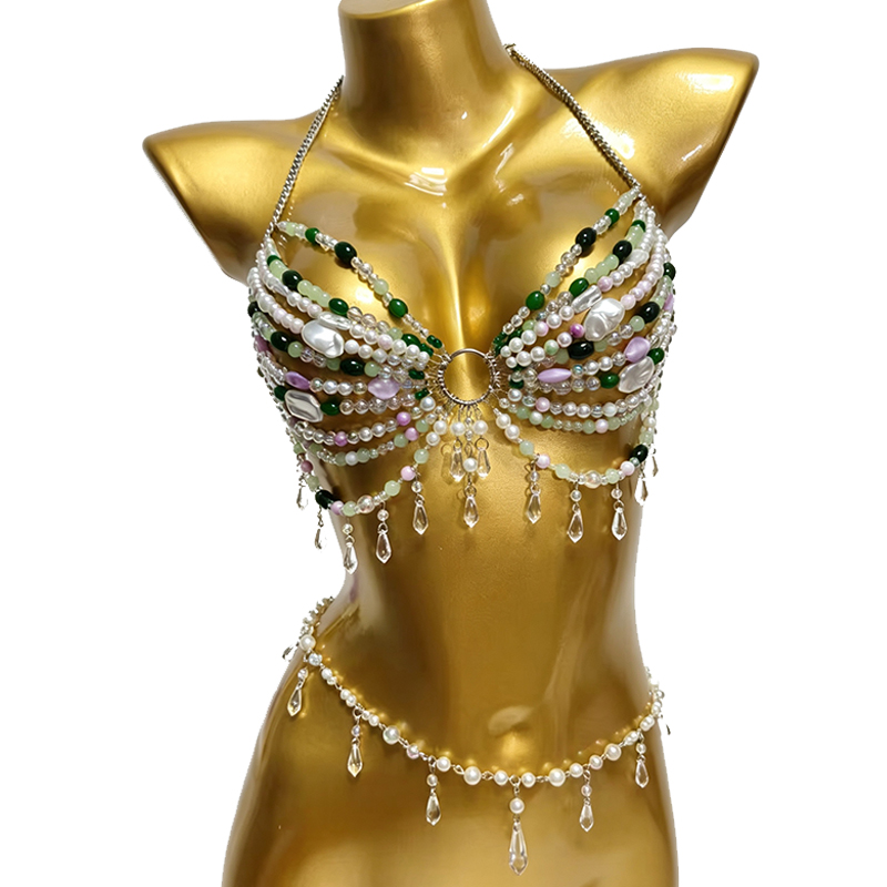 Handmade Music Festival Costum - Body Jewelry Bra 评论和价格