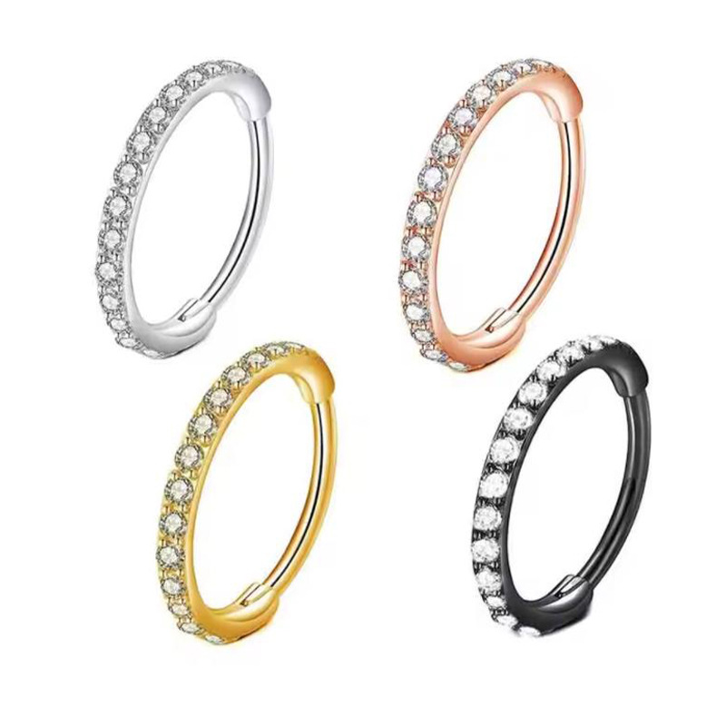 16G Clear CZ Nose Ring Hoop 31 - Body Jewelry Hoops 评论和价格