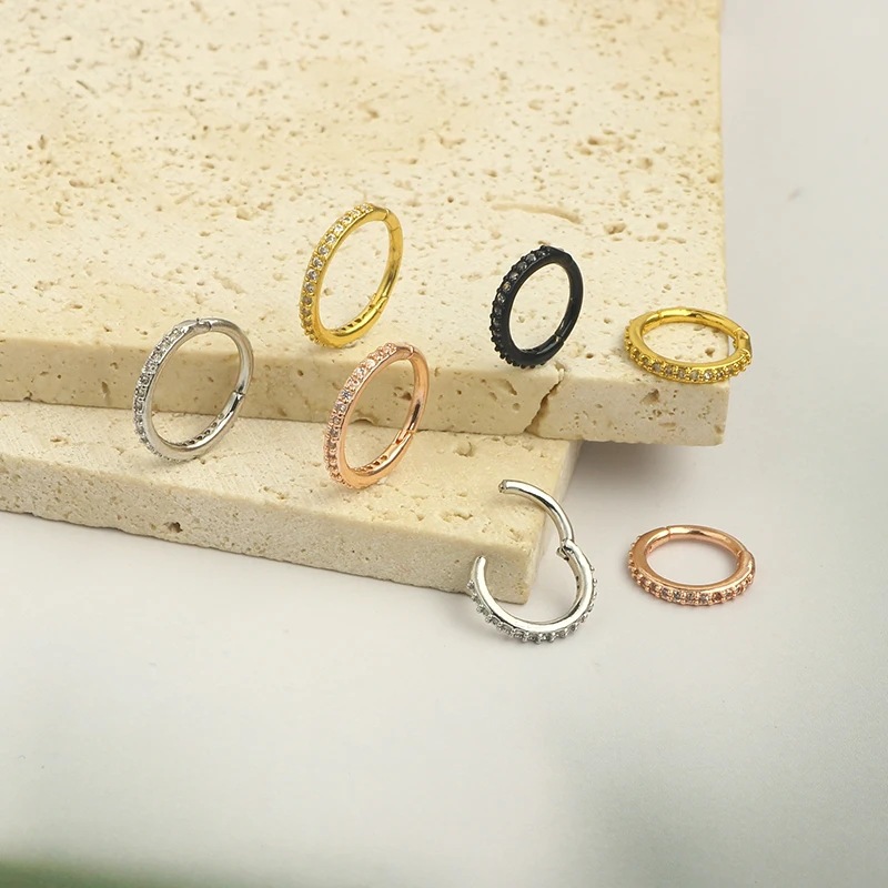 16G Clear CZ Nose Ring Hoop 31 - Body Jewelry Hoops 评论和价格
