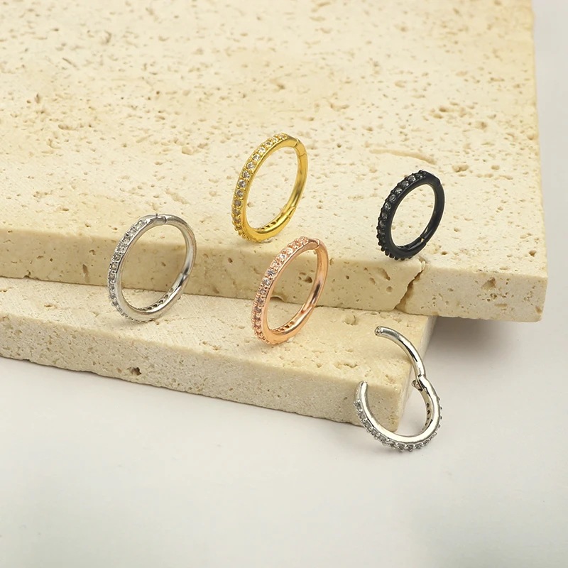 16G Clear CZ Nose Ring Hoop 31 - Body Jewelry Hoops 评论和价格