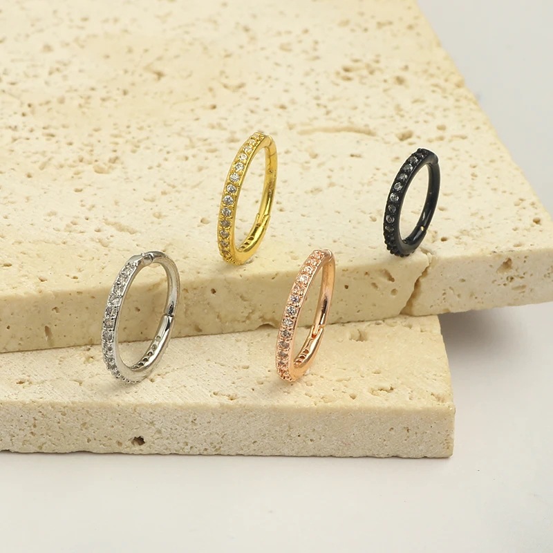 16G Clear CZ Nose Ring Hoop 31 - Body Jewelry Hoops 评论和价格