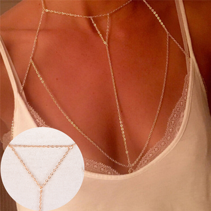 Gold Silver Fashion Link Chain - Body Jewelry Bra 评论和价格