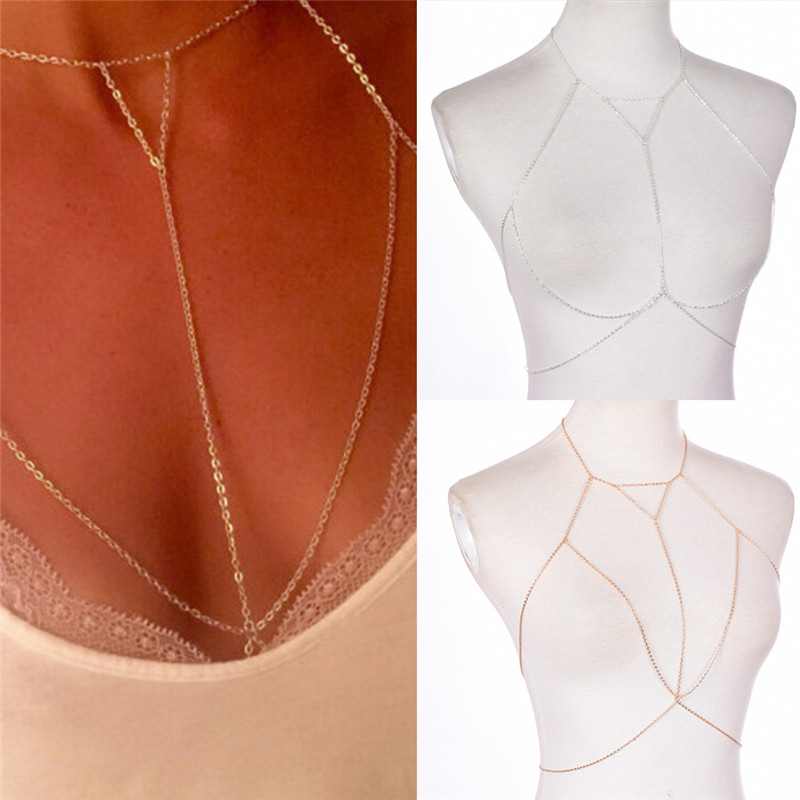 Gold Silver Fashion Link Chain - Body Jewelry Bra 评论和价格