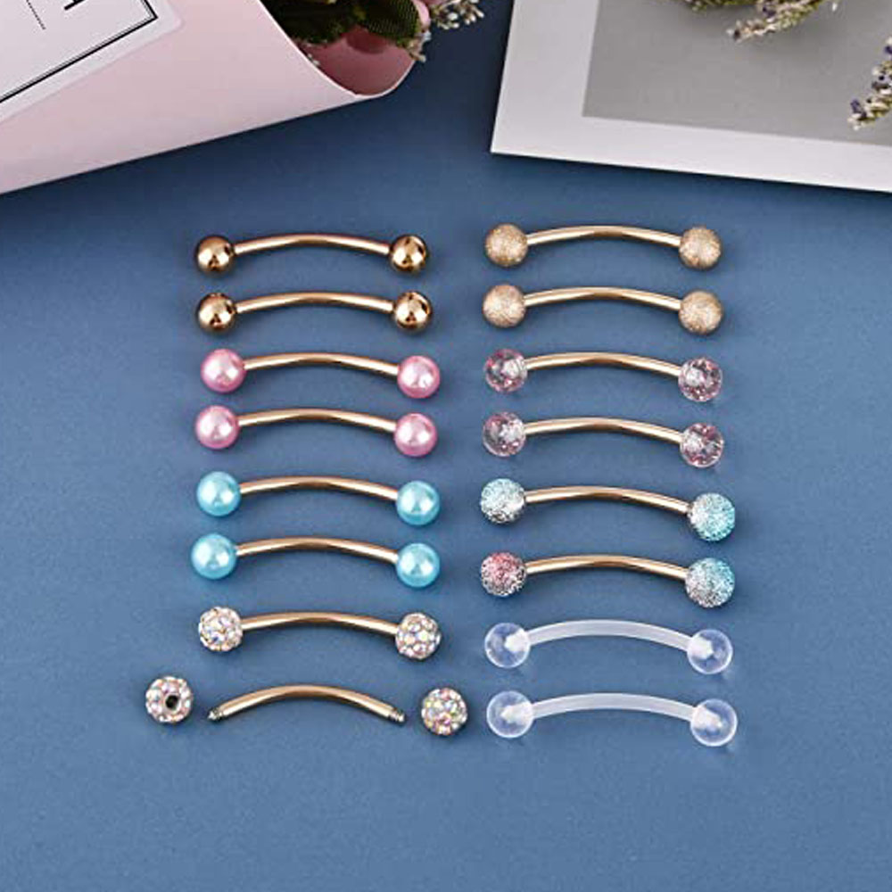 16G Stainless Steel Long Nippl - Nipple Bar Curved 评论和价格