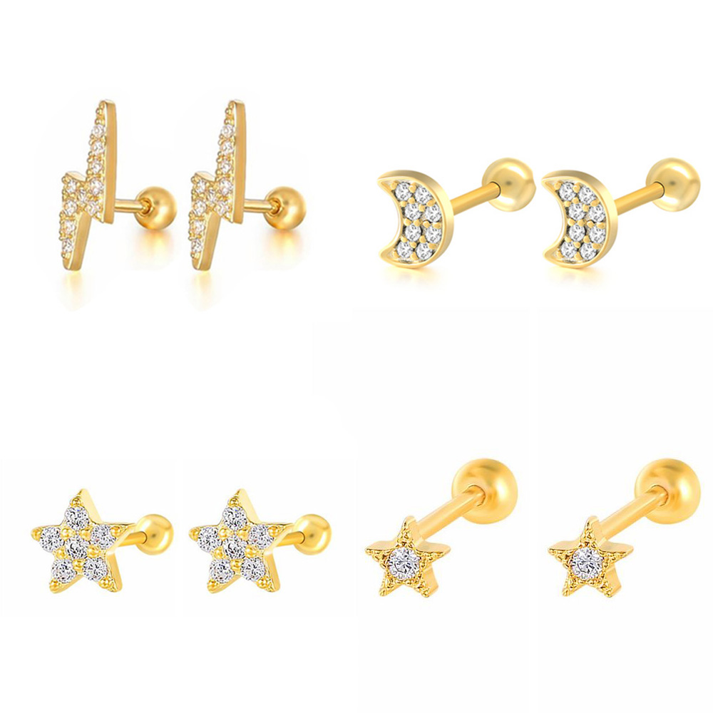 1PC Star Moon Lightning Zircon - Tragus Flat Back 评论和价格