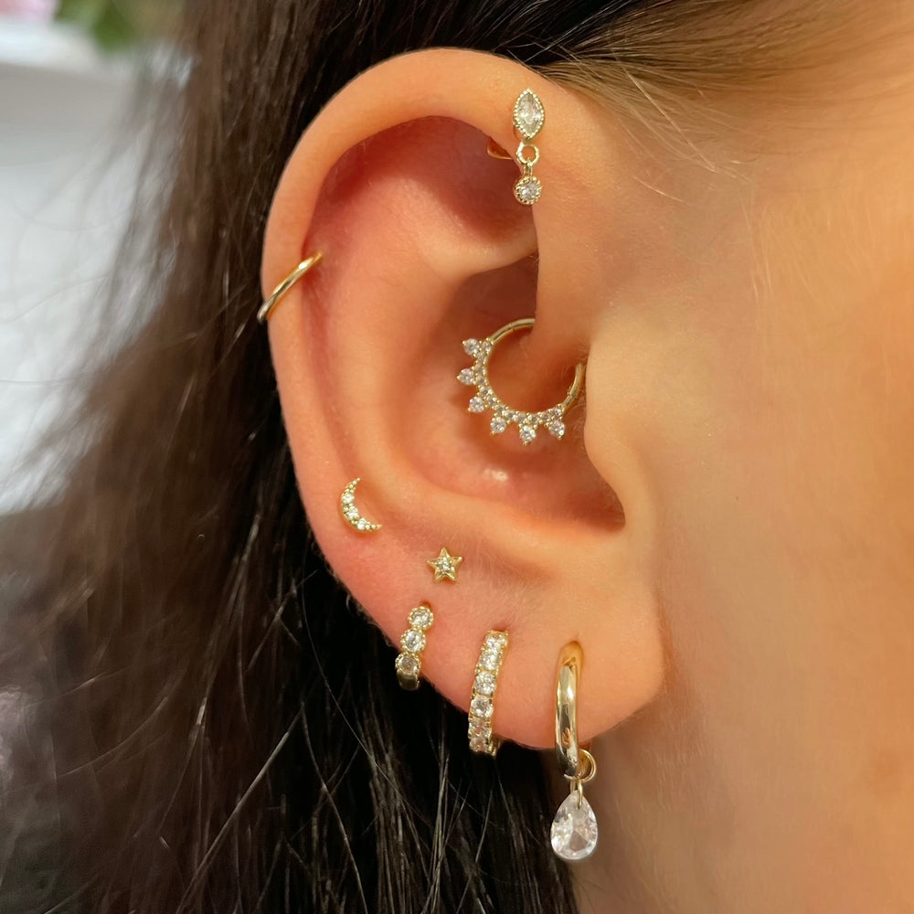 1PC Star Moon Lightning Zircon - Tragus Flat Back 评论和价格