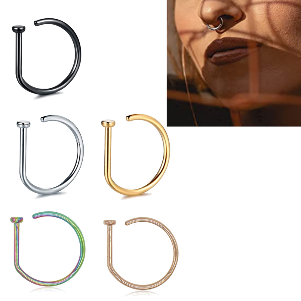 1PC Woman Man Fake Nose Rings  - Body Jewelry Hoops 评论和价格