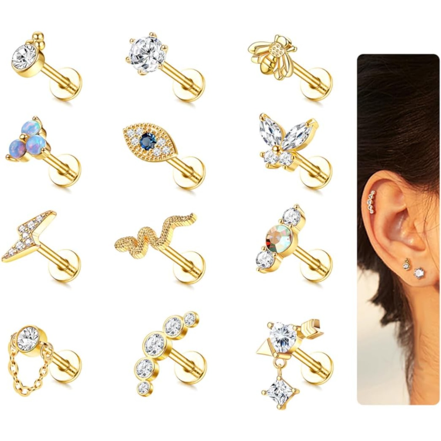 Bobisty 1Pc Cartilage Earrings - Tragus Flat Back 评论和价格