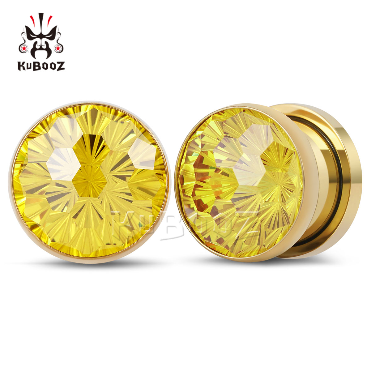 2PCS Shiny Yellow Crystal Diam - Yellow Body Jewelry 评论和价格