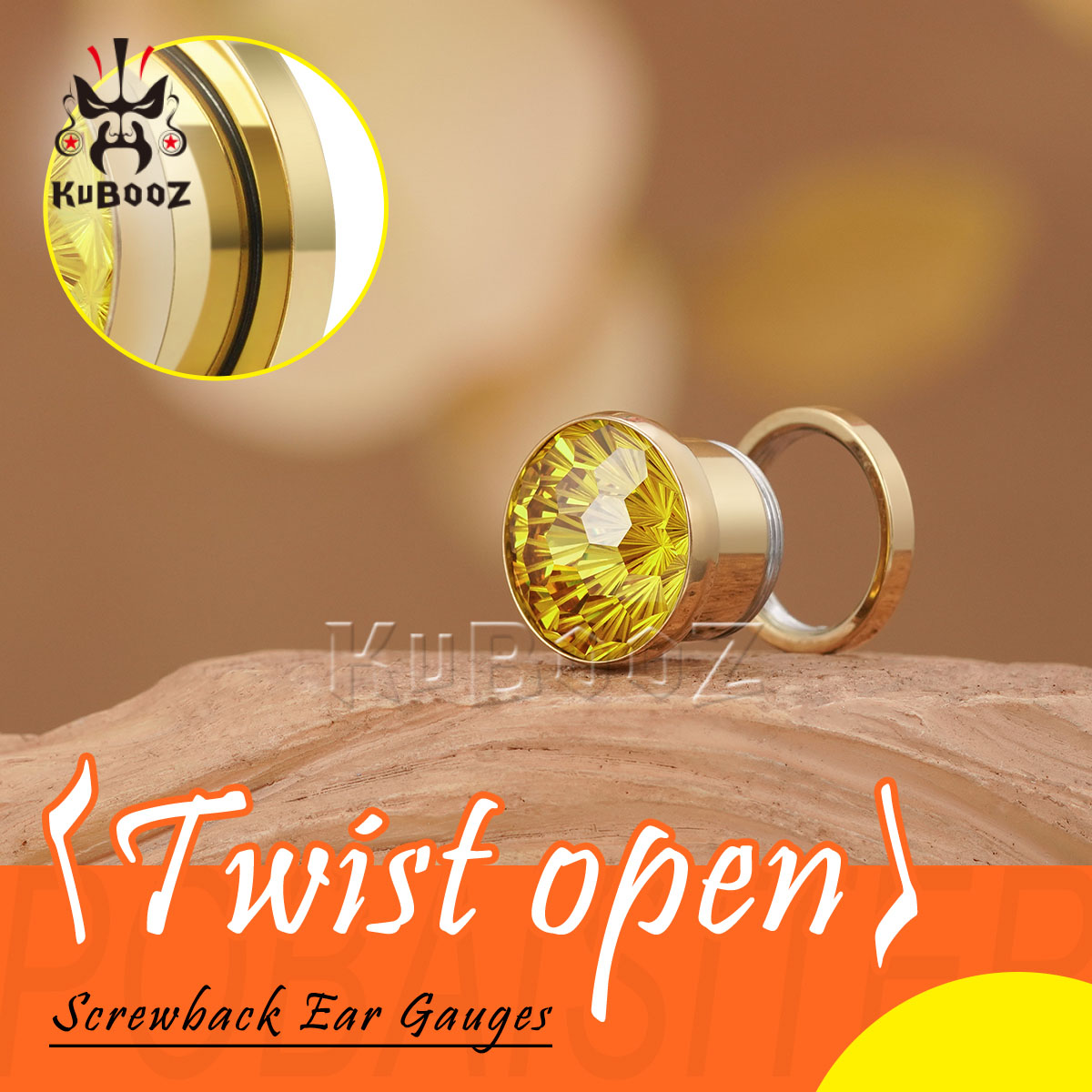 2PCS Shiny Yellow Crystal Diam - Yellow Body Jewelry 评论和价格
