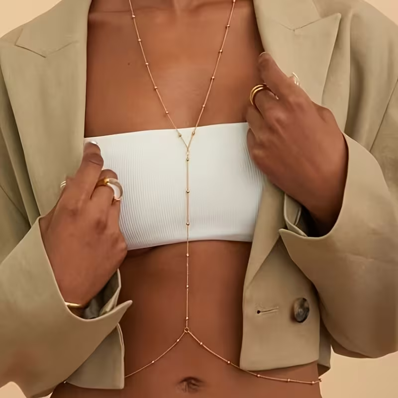 Fashion Simple Bead Chain Bohe - Body Jewelry Bra 评论和价格