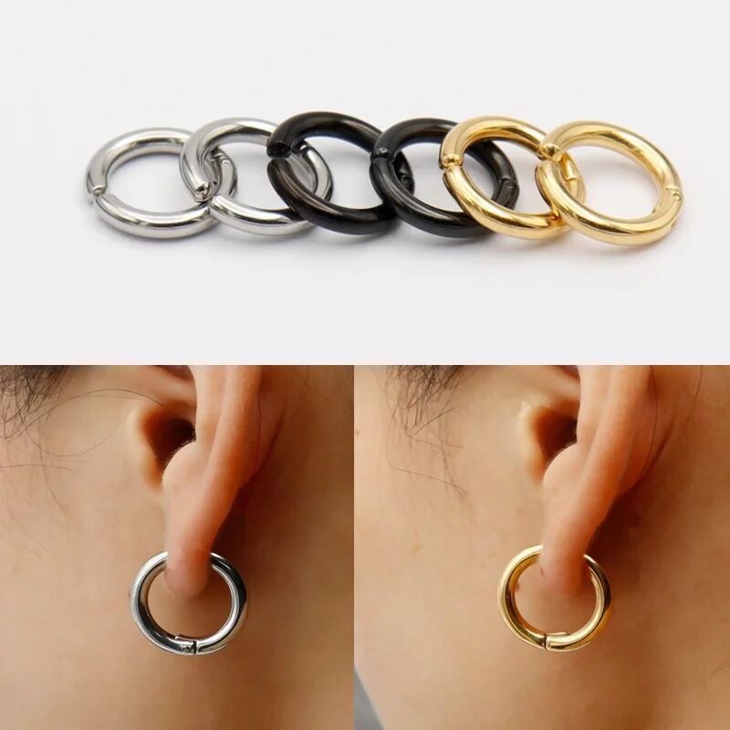 2/6Pcs Fake Huggie Hoop Earrin - Body Jewelry Hoops 评论和价格