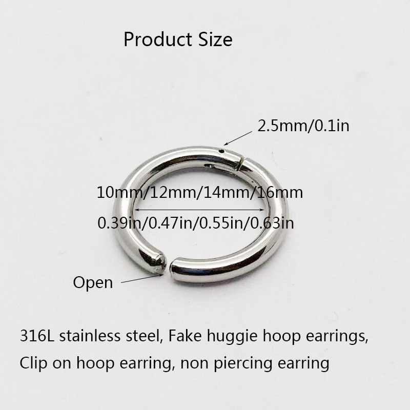 2/6Pcs Fake Huggie Hoop Earrin - Body Jewelry Hoops 评论和价格
