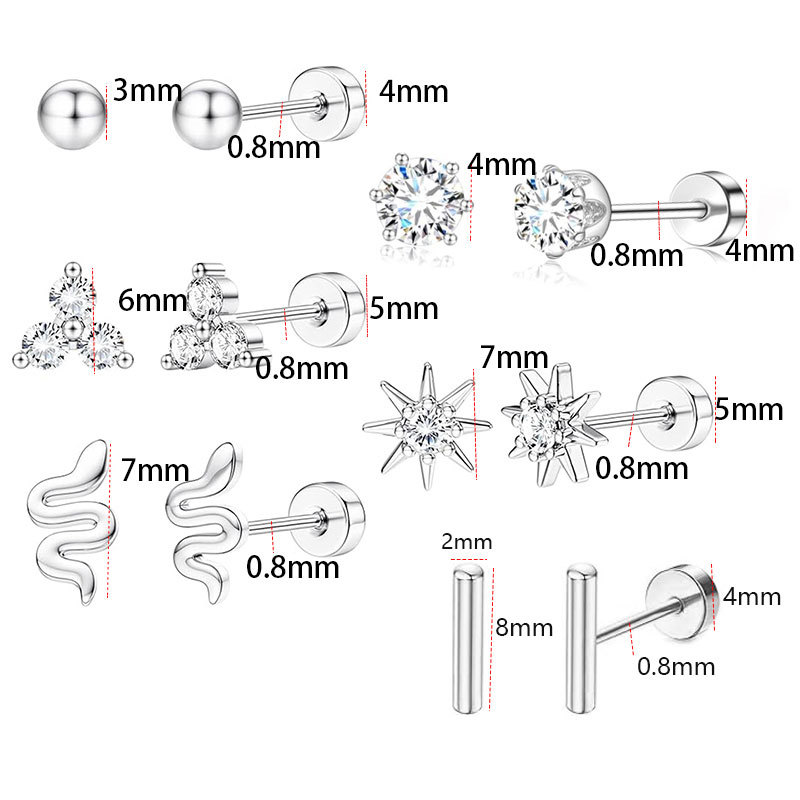 20G Flat Back Stud Earrings, S - Tragus Flat Back 评论和价格