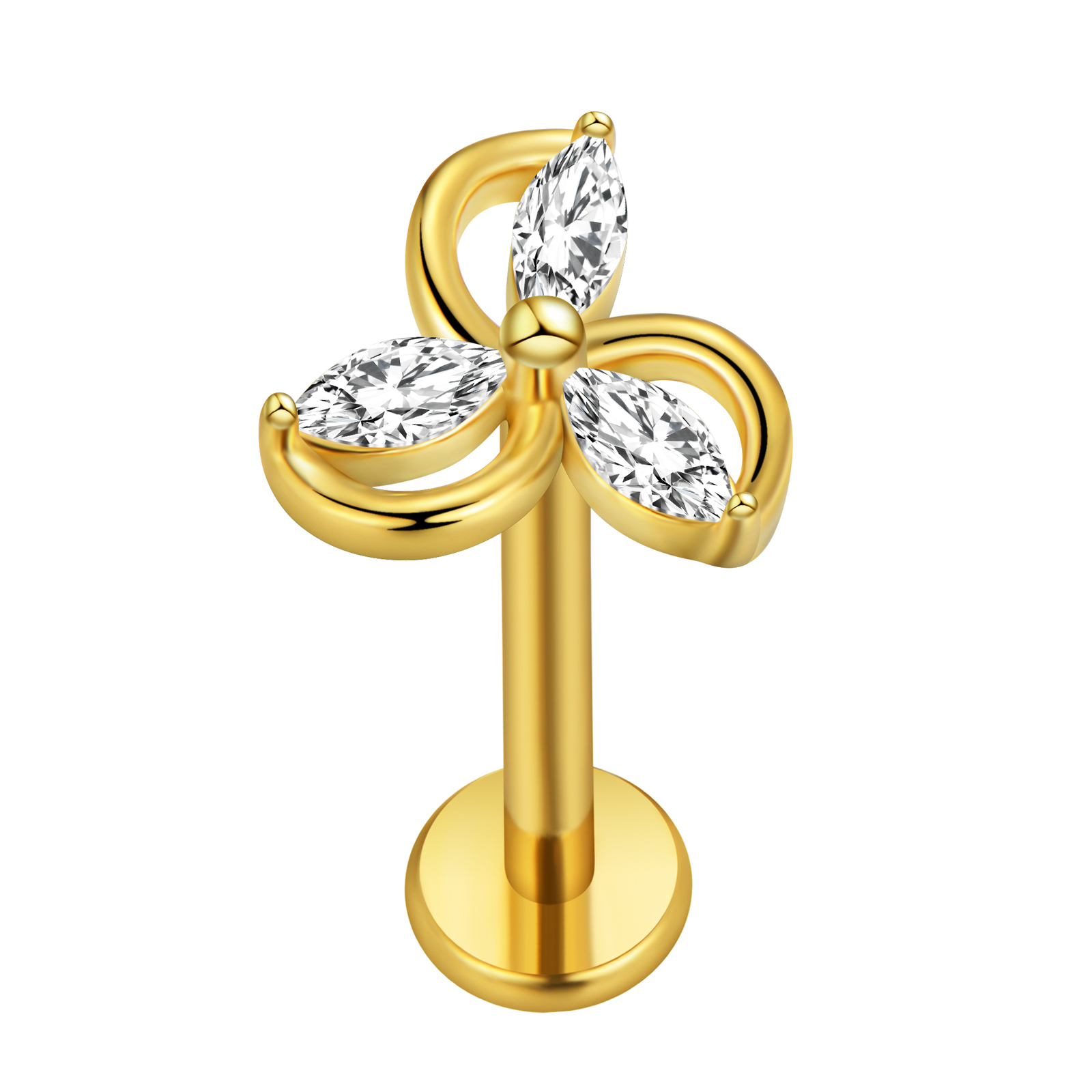 Maple Leaf Labret Piercing Sta - Tragus Flat Back 评论和价格