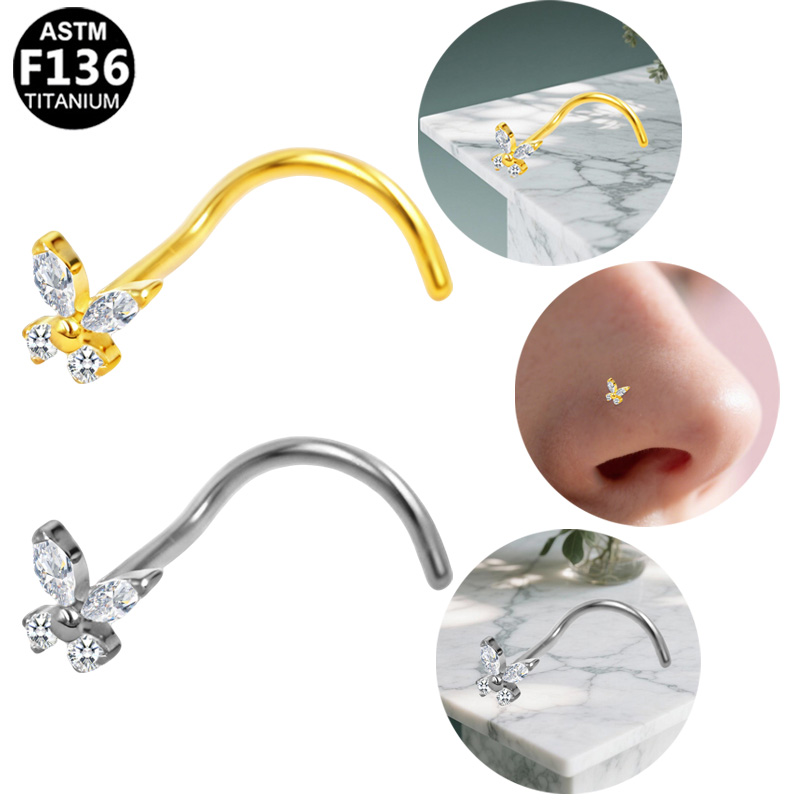 S-Shaped Nose Stud ASTM F136 I - Body Jewelry Implant Grade Titanium 评论和价格