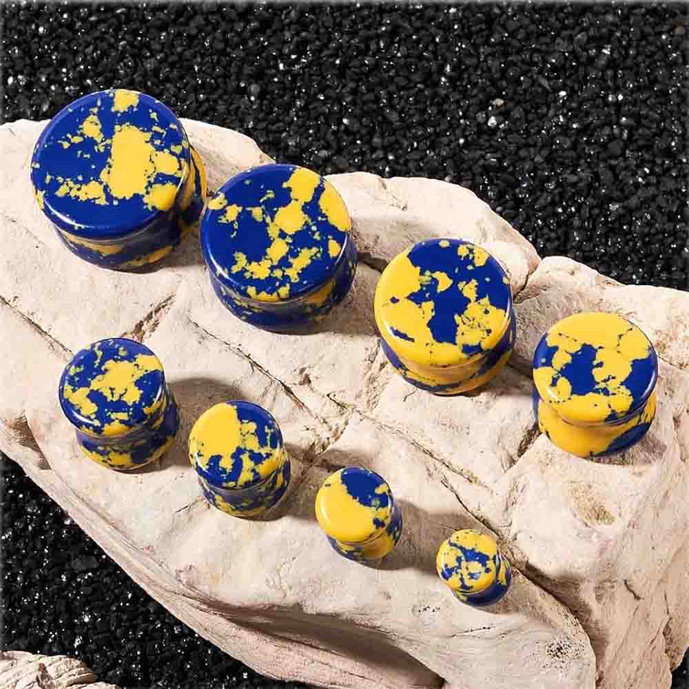 Stone Ear Gauges Plugs Saddle  - Yellow Body Jewelry 评论和价格