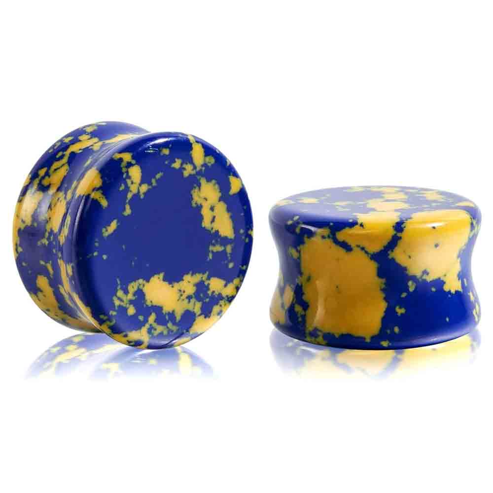 Stone Ear Gauges Plugs Saddle  - Yellow Body Jewelry 评论和价格