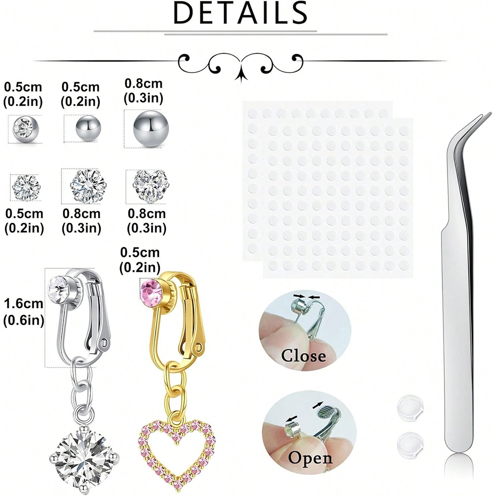 Gold Fake Belly Piercing Cubic - Body Jewelry Hoops 评论和价格
