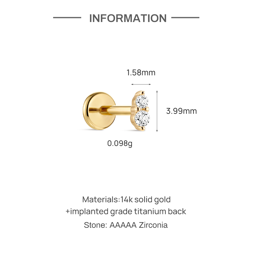 CANNER 1PC 14K Solid Gold Doub - Tragus Flat Back 评论和价格