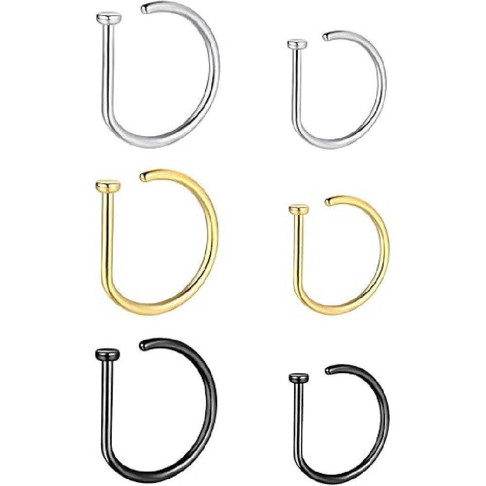 4 Pack Non Piercing D-Shaped N - Body Jewelry Hoops 评论和价格