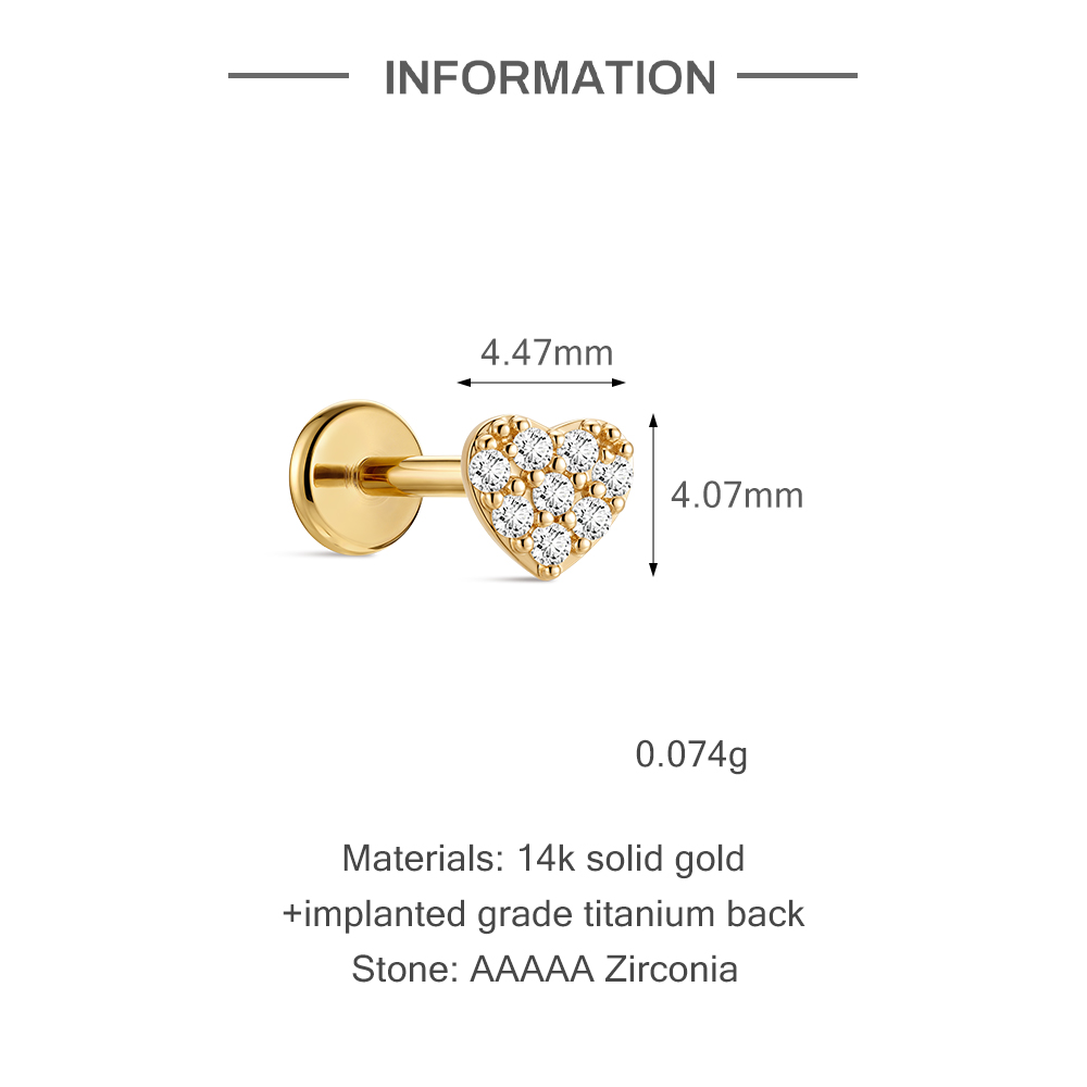 CANNER 14K Solid Gold Heart Fl - Tragus Flat Back 评论和价格