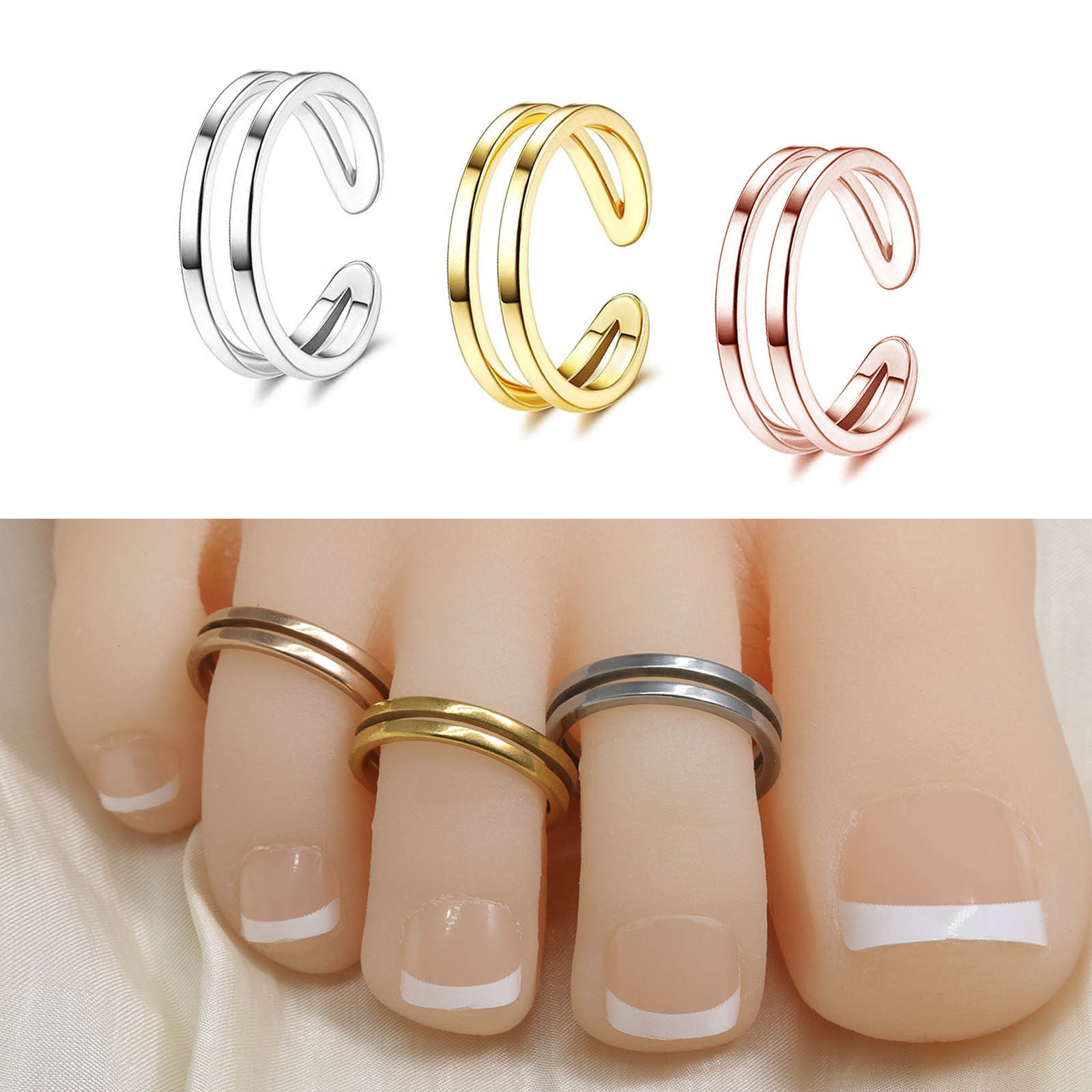 Adjustable Double Layer Toe Ri - Body Jewelry Hoops 评论和价格